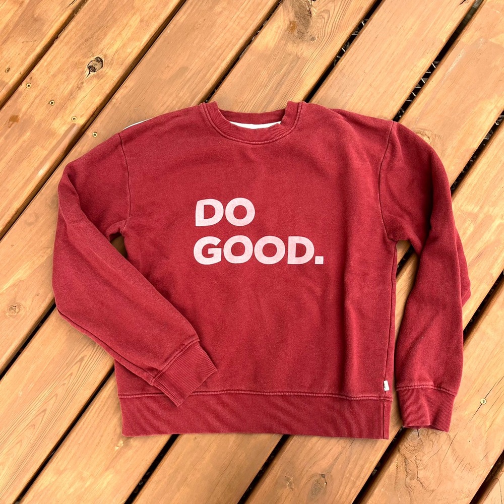 Cotopaxi Sweatshirt Crewneck Do Good Graphic Pullover Red Maroon Womens Medium